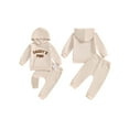 thumbnail image 2 of Baby Toddler Boy Fall Hooded Clothing Set 0 6 12 18 24 Months 2T 3T Letter Embroidery Long Sleeve Hoodie and Elastic Sweatpants 2 Piece Outfits, 2 of 9