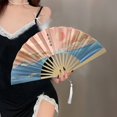 thumbnail image 3 of Tnobhg Bird Print Folding Fan Chinese Style Dance Performance Photo Props Portable Summer Bamboo Hand Held Fan Party Supplies Gift, 3 of 7