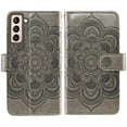thumbnail image 6 of Compatible with Samsung Galaxy S21 Plus S21+ 5G Wallet Phone Case and Tempered Glass Screen Protector Flower Faux Leather Flip Credit Card Holder Stand Zipper Cell Cover for S21+5G S21plus Grey, 6 of 9