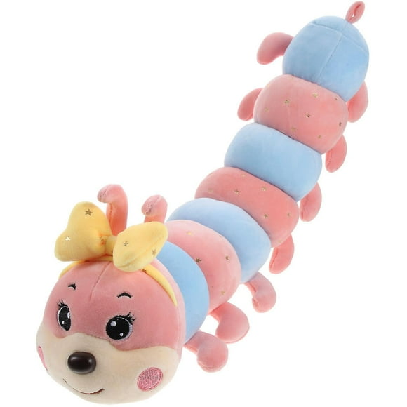 1pc Caterpillar Shape Plush Doll Stuffed Toy Throw Pillow Plaything (pink)