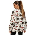 thumbnail image 2 of Xoenoiee Hedgehog Mushroom Leaves Print Women Pullover Sweatshirt Long Sleeve Jacket Oversized Sweatshirts Warm Fuzzy Sweaters Outerwear with Side Pockets, Size 2XL, 2 of 7