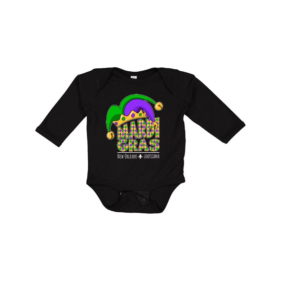 Inktastic Mardi Gras New Orleans Louisiana Jester Hat Boys or Girls Long Sleeve Baby Bodysuit