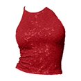 thumbnail image 6 of BODOAO Women's Sequin Halter Crop Top Sleeveless Sparkly Tank Shirt, Slim Fit Shimmer Camisole for Party Club Night Out Concert Festival Rave Outfits Red M, 6 of 6