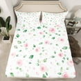 thumbnail image 2 of Manfei Rustic Flower Bed Sheets,Pink Rose King Sheets,Country Green Leaf Sheet Set For Children,Super Cozy Room Decor,4-Piece, 2 of 7
