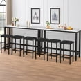 thumbnail image 5 of 4 Pieces Dining Table Set, Extra Long Bar Table Set with 3 Upholstered Stools, Kitchen Tables Set for Small Spaces, Breakfast Nook, Dining Room, Restaurant, White, 5 of 10