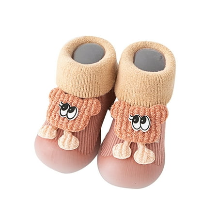 

Socks Shoes Boys Girls Cartoon Animal Toddler Warm The Floor Socks Non-Slip Prewalker Shoes