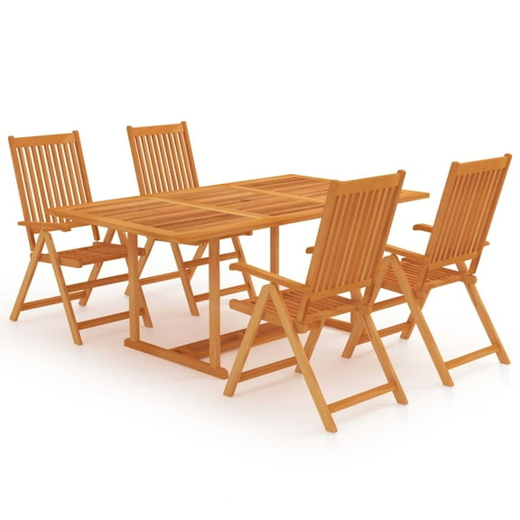 vidaXL 5 Piece Patio Dining Set Solid Teak Wood