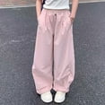 thumbnail image 5 of CONROSES Girls Baggy Cargo Pants Wide Leg Hiking Pants for Girls Trendy Solid Elastic Waist Drawstring Outdoor Jogger Pants With Pockets, 5 of 8