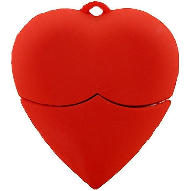 Memoria USB en forma de corazón roja de silicona con memoria USB 2,0 de 8gb