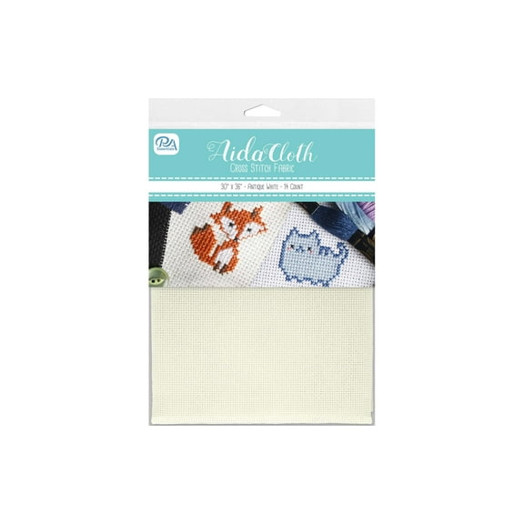 Essentials By Leisure Arts Aida Cloth, 14 Count, Cream Cross Stitch Fabric, Embroidery Fabric, Cross Stitch Supplies For Crafting, Stitching, And Sewing Projects 30X36