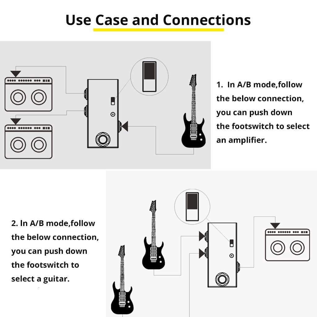 ABY Line Selector AB Switches Small Guitar Effect Pedal True Bypass Enduring