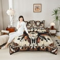 thumbnail image 4 of Manfei Teens Western Bull Skull 3 Pieces Queen Comforter Set,Lodge Cabin Farmhouse Ultra Soft Bedding Sets,Bohemian Theme Bedding Comforter Set Breathable,Ultra Soft Home Decor,Reversible, 4 of 8
