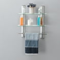 thumbnail image 3 of 2 Tier Adjustable Glass Shelf with Aluminum Frame and Towel Bar, 3 of 7
