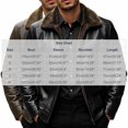 thumbnail image 4 of Atkumj Mens Bomber Jacket Fashion Turn Down Collar Zip Up Outdoor Faux Leather Jacket Casual Solid Color Fleece Lined Warm Jackets for Men XL, 4 of 10