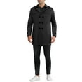 thumbnail image 2 of INSPIRE CHIC Trench Coat for Men's Notch Lapel Double Breasted Windbreaker Long Jacket Overcoat XS Black, 2 of 5