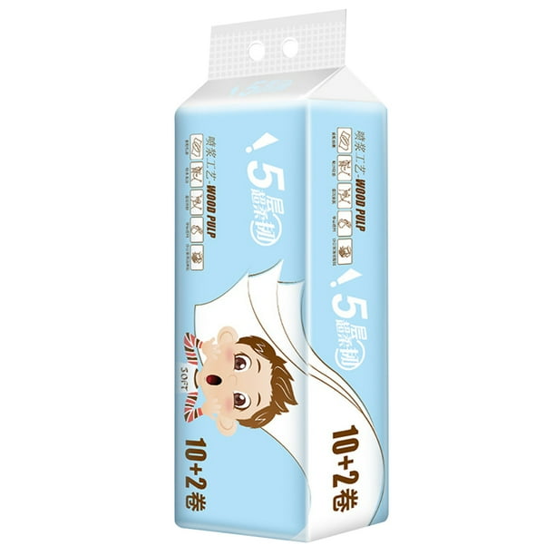 12 Rolls Household Native Wood Pulp Toilet Paper Coreless Bath Tissue