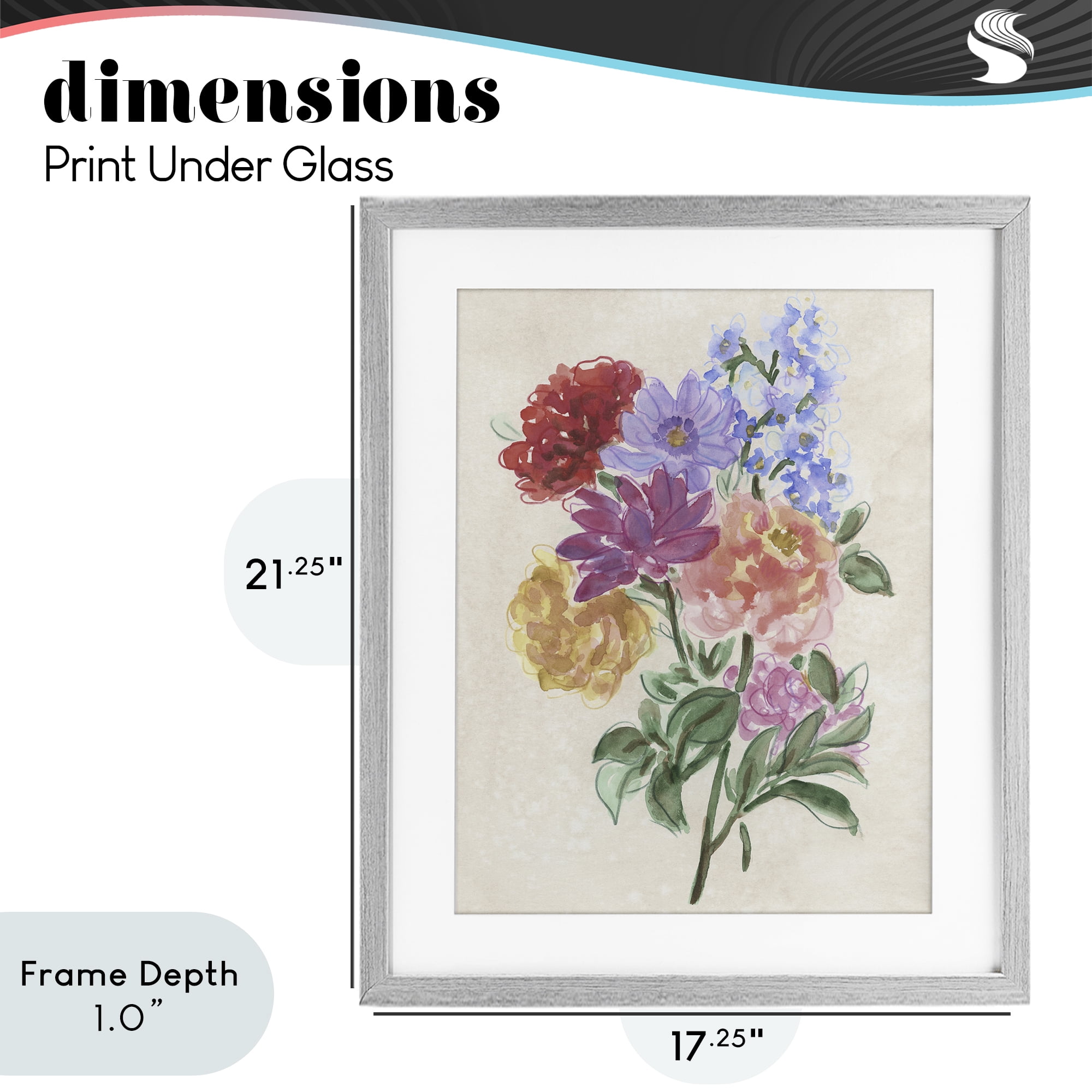 Stupell Industries Blooms On Parchment Gray Framed Print Under Glass, design by June Erica Vess
