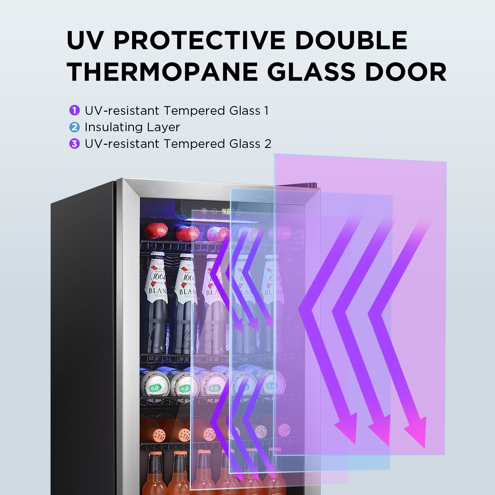 KNDKO 130 Can Beverage Refrigerator - 3.2 Cu.ft. Mini Fridge Cooler, Wine Cooler for Home/Office