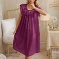 thumbnail image 4 of Wancir Women's Summer Lace Trim Nightdress Breathable & Cooling Icy Silk Sleeveless Mid-Calf Sleepwear, 4 of 9