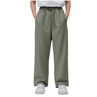 YUNAFFT Boys Girls Cargo Sweatpants Elastic Waist Fleece-Lined Pockets Streetwear Utility