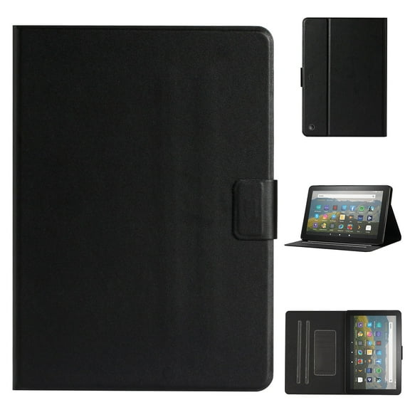 Dteck Smart Case for Amazon Fire HD 10 2021/HD10 Plus 2021 10.1-inch 11th Generation,Magnetic Card Holder Wallet Slim Case PU Leather Kickstand Shockproof Folio Automatic wake/sleep Cover,Black