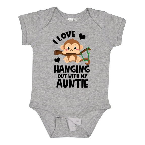 Inktastic Monkey I Love Hanging out with My Auntie Boys or Girls Baby Bodysuit
