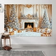 thumbnail image 3 of 10x8ft Christmas Fireplace Backdrop Classic White Fireplace Interior Palace Gift Living Room Photography Background Rustic Winter Wonderland Xmas Tree Family Kids Holiday Party Photo Studio Props, 3 of 4