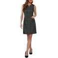 thumbnail image 2 of Tweed Dress for Women's Elegant Plaid Sleeveless Tank Dress Spring Summer Business Casual Work Mini Dress XL Black Silver, 2 of 6