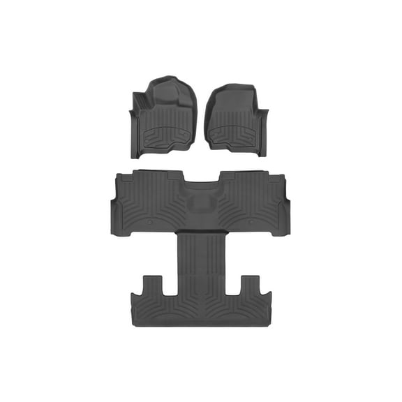 WeatherTech FloorLiner HP Custom Fit Floor Mats compatible with Expedition Max, Navigator L - Complete Set (1st Row, Two Piece - 2nd & 3rd Row), Black