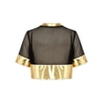 thumbnail image 6 of vastwit Kids Girls Crop Top Short Sleeve Mesh Metallic Number 01 Cheer Hip Hop Dance Performance Shirt Gold 8, 6 of 7