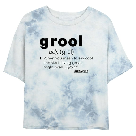 Junior's Mean Girls Grool Meaning Graphic Crop T-Shirt White/Blue Large