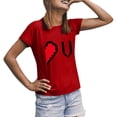 thumbnail image 3 of Chandails Assortis pour Couples de la Saint-Valentin Mode Manches Courtes Imprimé Cœur Design Ample Chemisiers Col Rond T-Shirt Confortable Doux Chemisiers pour Lui et Elle Vêtements de Vacances Rouge m, 3 of 5