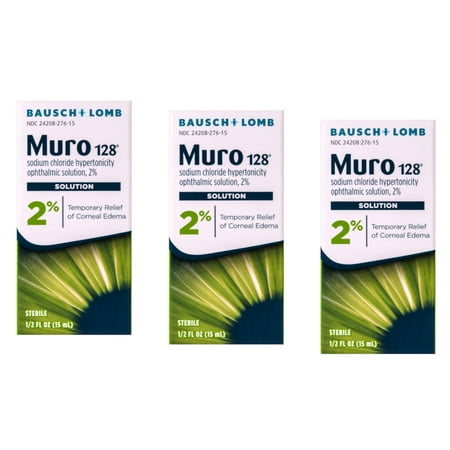 Muro 128 2% Sterile Ophthalmic Eye Solution - 0.5 Oz (15 Ml), 3 Pack