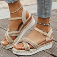 thumbnail image 2 of Dakaela Espadrille Dressy Wedge Sandals Womens Platform Casual Summer Comfortable High Heeled Wedges with Adjustable Buckle Silver 8.5, 2 of 9