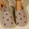 thumbnail image 2 of Rokment Heart Embroidered Fuzzy Slippers for Women Bride Wedding Valentines Day Indoor Bedroom House Shoes Cozy Warm Memory Foam Winter Home Slip on Khaki Size 9.5, 2 of 7