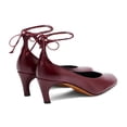 thumbnail image 4 of XYD Women Round Toe Pumps Slender Ankle Strap Self-tie Kitten Low Heel Ballroom Party Cute Retro Leather Shoes Size 5 Red, 4 of 4