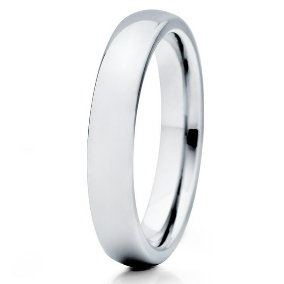 4mm Tungsten Ring Silver Gray Tungsten Wedding Band Polished Tungsten Carbide Ring Ladies Women Classic Dome Band 13