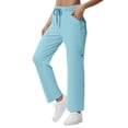 thumbnail image 5 of ManxiVoo Women's Casual Yoga Pants with Side Button Pockets Drawstring Elastic Waist Comfortable Workout Trousers XXXXXL Size Light Blue, 5 of 8