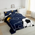 thumbnail image 3 of Feelyou Cartoon Soccer Boys Bedding Comforter Set, Eat Sleep Sport Twin Comforter Sets, Football Rugby Game Reversible Bedding Set, Ultra Soft Bedroom Decor, 2 Pieces, 3 of 8