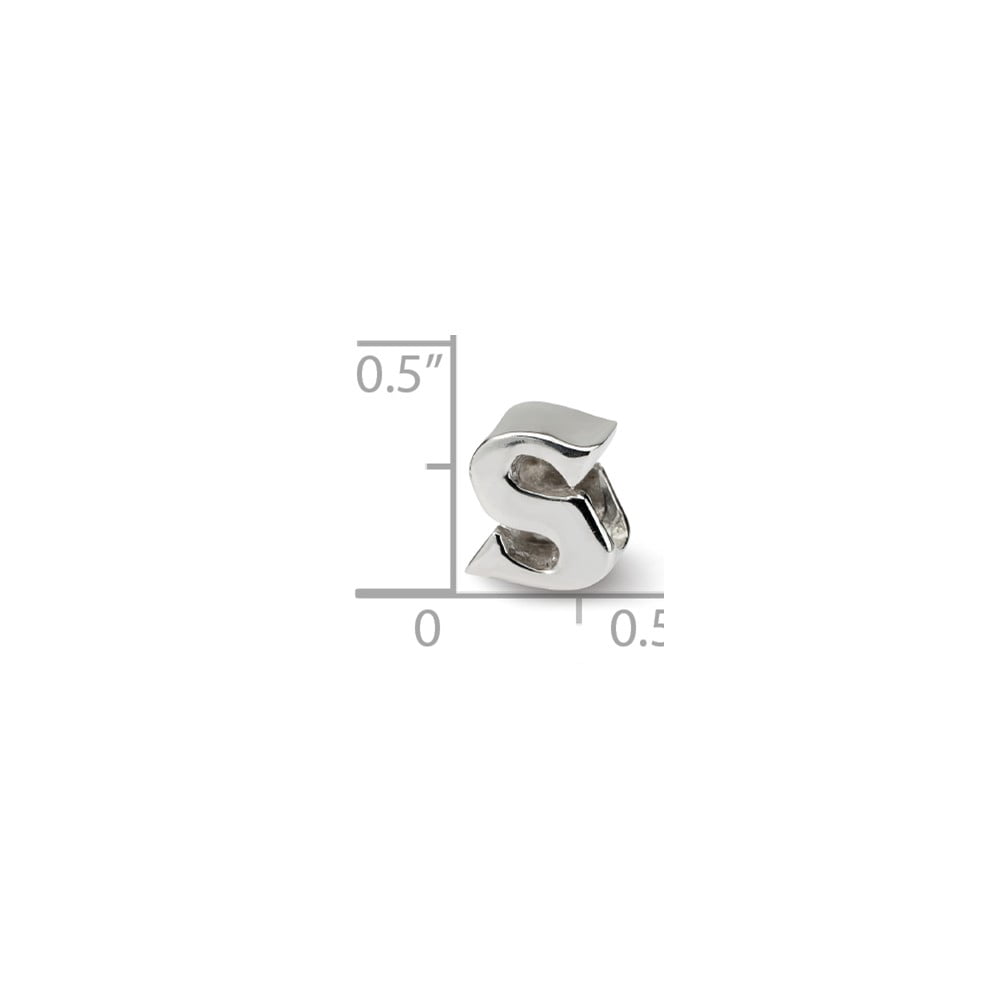 925 Sterling Silver Reflections Letter S Bead; for Adults and Teens; for Women and Men
