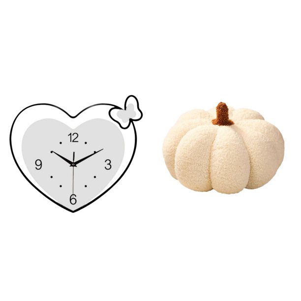 Reloj de pared,Reloj de pared acrílico para oficina en casa,sin tictac,Almohadas de calabaza de Halloween,Almohadas de calabaza de Halloween Decoración del hogar Suave,Cojines de calabaza