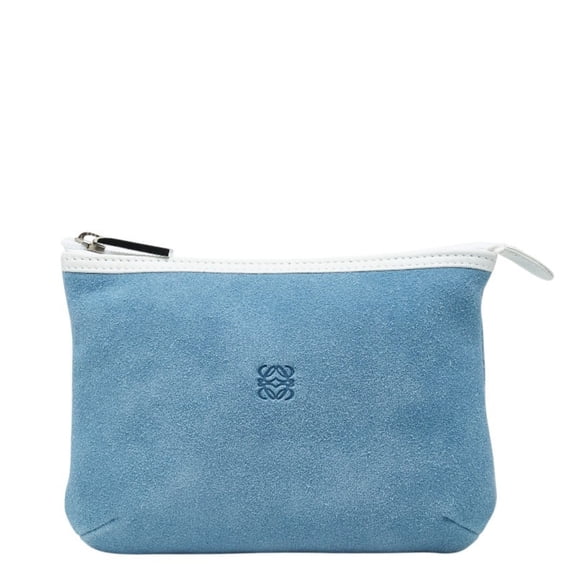 Pre-Owned Loewe Anagram Handbag Pouch Blue Suede Women's LOEWE