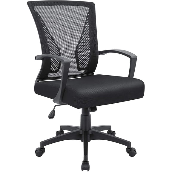 VICTONE Home Office Desk Chair Task Mid Back Mesh Office Chair Ergonomic Swivel Lumbar Support Desk Computer Chair (Black)