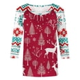 thumbnail image 4 of LiMoi Women's Round Neck 3/4 Sleeve Festive Top with Beautiful Christmas Tree Graphic Print Tees Tshirts Shirts Blouse My Items, 4 of 5