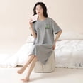 thumbnail image 1 of Ropa de dormir larga de verano para mujer, camisón holgado de manga corta adelgazante de talla grande MM de 200 libras de capacidad máxima, ropa para el hogar, 1 of 5