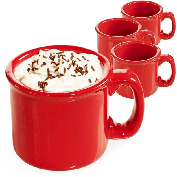 Red Coffee Mug Ceramic 13 Ounce Set of 4 Cozy Hot Tea Milk