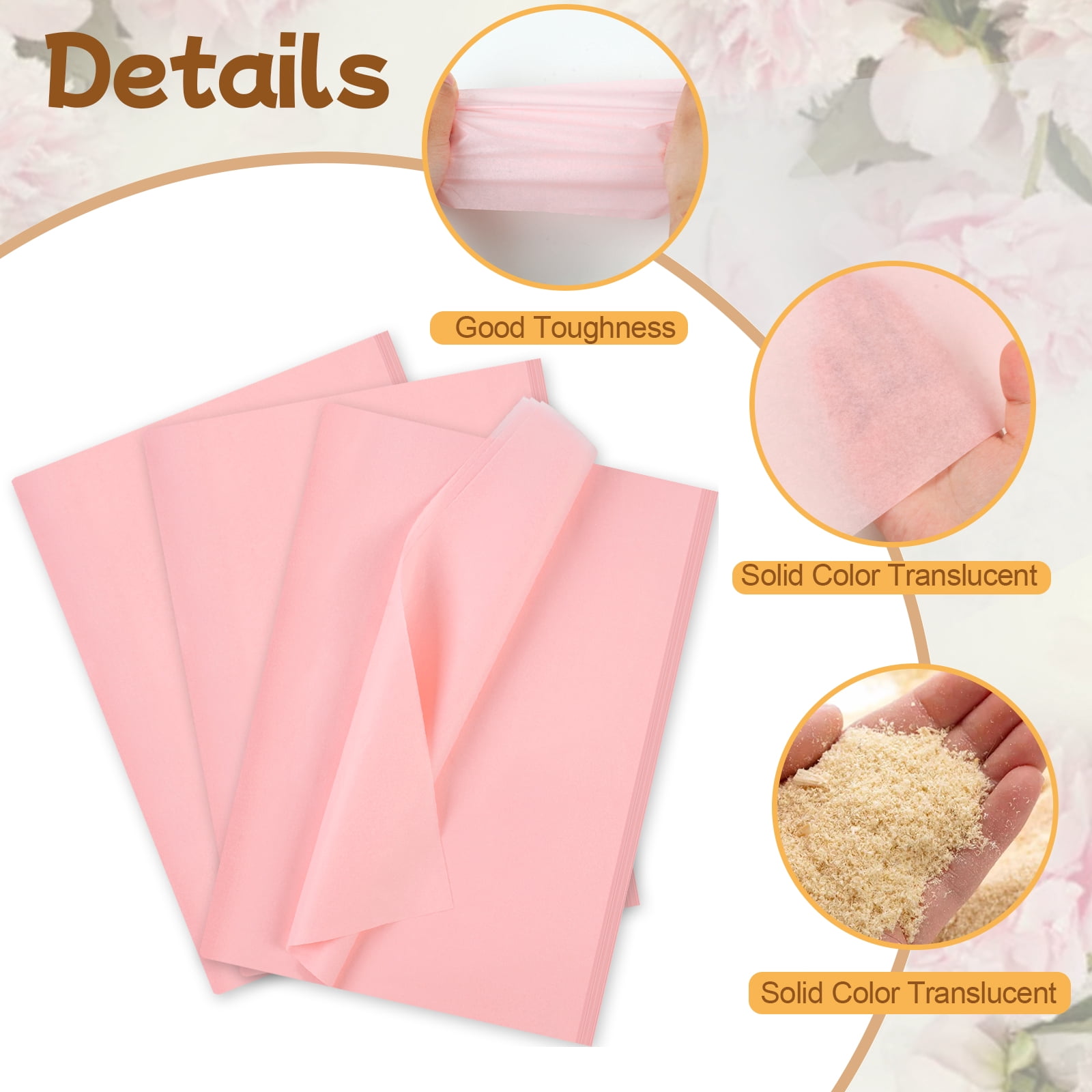 150 Pack Pink Gift Tissue Paper Bulk - 14" x 20" Small Sheets for Packaging, Wedding Favors, Floral Wraps and Arts & Crafts Projects, Pink