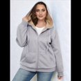 thumbnail image 4 of Sudadera con Capucha de Invierno de Larga con Cremallera para Mujer, Informal, Cálida y Acogedora, con Forro , para Otoño. Gris 4XL, 4 of 7