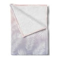 thumbnail image 2 of Ombre Soft Flannel Fleece Throw Blanket, Summer Tropic Fan Palm Leaves on Background, Cozy Plush for Indoor and Outdoor Use, 60" x 80", Blush Ceil Blue, by Ambesonne, 2 of 5