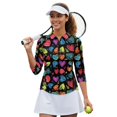 thumbnail image 2 of HUIACONG Colorful Heart Sketch Women's Golf Polo Shirts, Quarter Zip with Zipper Womens 3/4 Sleeve Golf Shirts Breathable Tennis Tops, 2 of 10